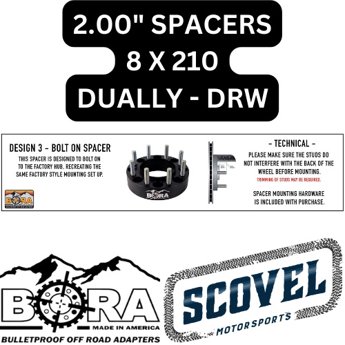 BORA Chevy/GMC 3500 (20112024+) Dually Aluminum Spacers, 8x210 bolt p