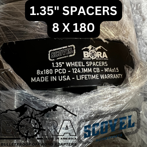 [BORA/SCOVEL EXCLUSIVE] CHEVY/GMC 2500/3500 (2011-2025+) Aluminum Spacers, 8x180 bolt pattern, 124.1 hub. [1.35