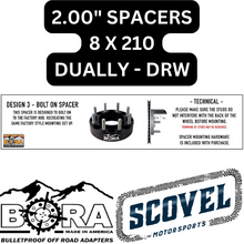 Load image into Gallery viewer, BORA Chevy/GMC 3500 (2011-2024+) Dually Aluminum Spacers, 8x210 bolt pattern, 154.2 hub. [2.0&quot; PAIR]
