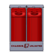 Load image into Gallery viewer, Dual Fuel Water Can Mount Fits Swing Out Bumpers by Chassis Unlimited Inc.
