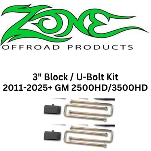Zone 3" Block / U Bolt Kit 2011-2025+ 2500HD/3500HD