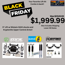 Load image into Gallery viewer, Zone Offroad 5&quot; Lift Kit + Kryptonite UCA&#39;s + Bilstein 5100 Shocks (SCOVEL EXCLUSIVE)
