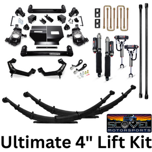 Cognito/Scovel Ultimate 4-Inch Lift Kit w/ Elka 2.5 + Deaver 2.75" + Comfort Torsion Bars for 20-25 Silverado/Sierra 2500/3500